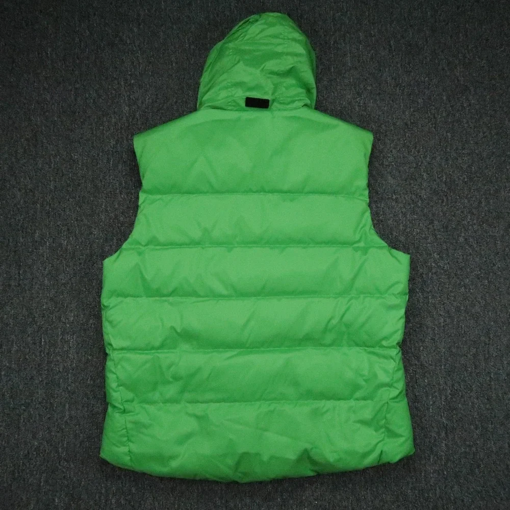 RLX Ralph Lauren Vest Mens Large Green Hooded Puffer Full Zip Pocket Down